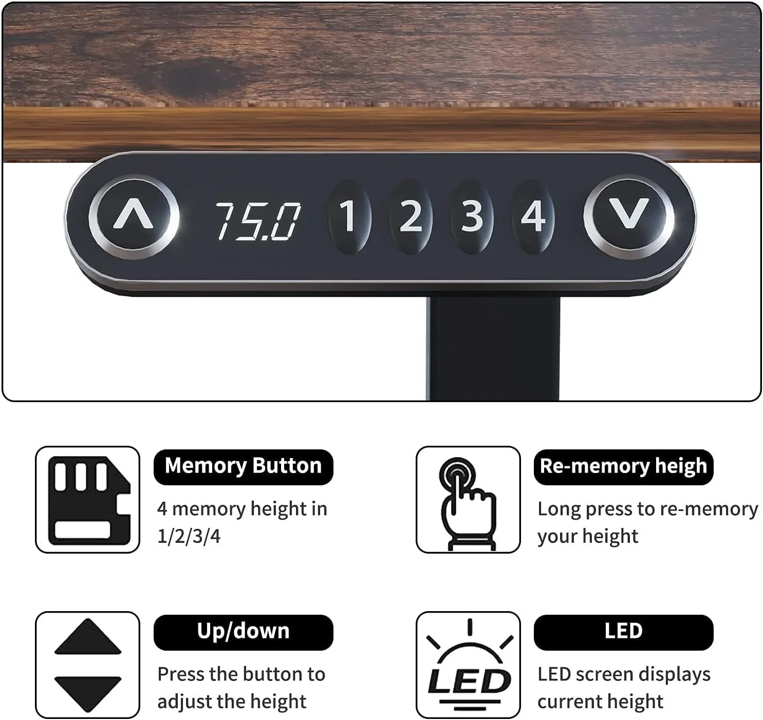 Electric Height Adjustable Standing Desk CometMin 63x 30 Inches Stand Up Desk Workstation Splice Board Home Office Computer Standing Table Ergonomic Desk (Black+ Brown, 63x30'')