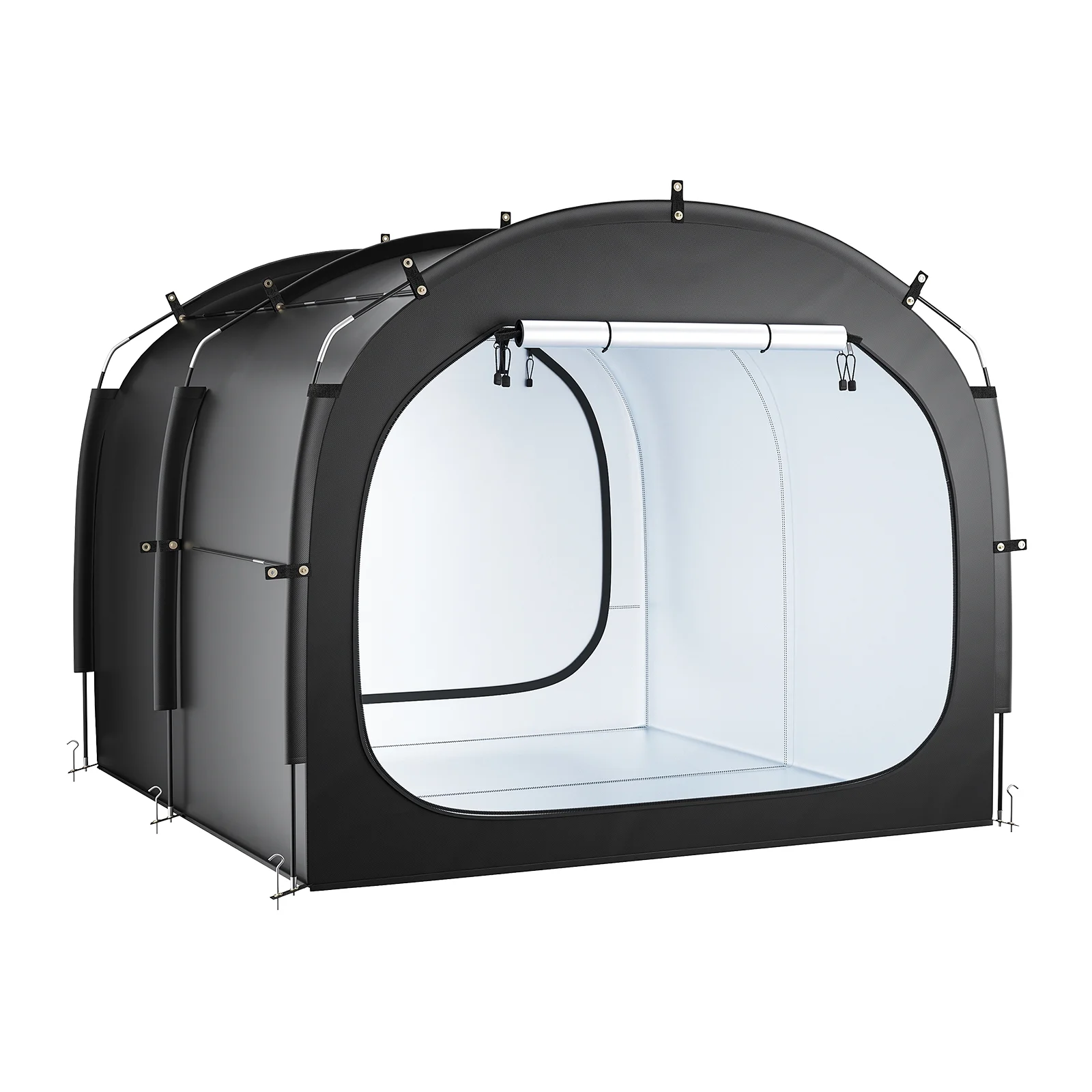 KFFKFF Bicycle Shelter, Accommodates 5 Bicycles, Roomy Outdoor Bicycle Shelter with Air Circulation Window, Water-Resistant Simple Setup Bicycle Shelter with Robust Fiberglass & Double Zippers