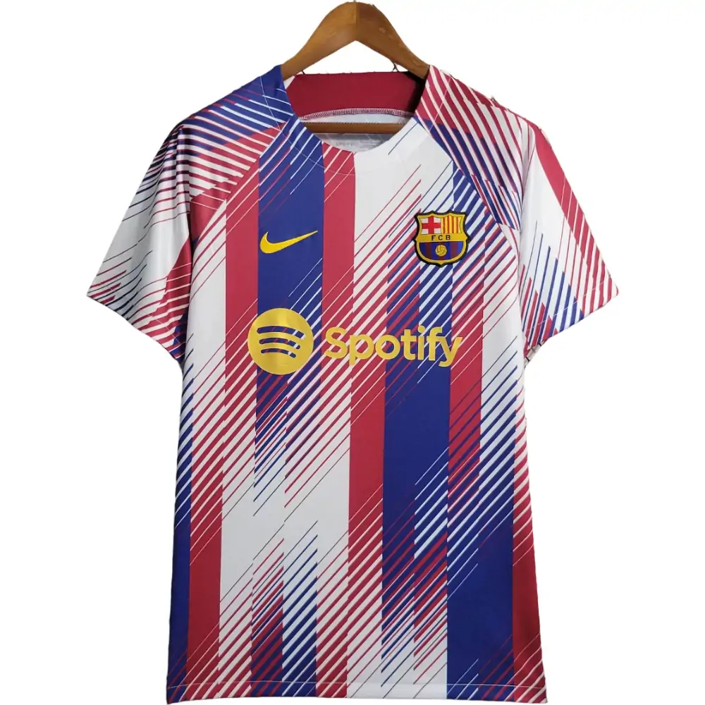 2023/2024 Barcelona Training Wear Red White Blue Jersey - Fans Edition