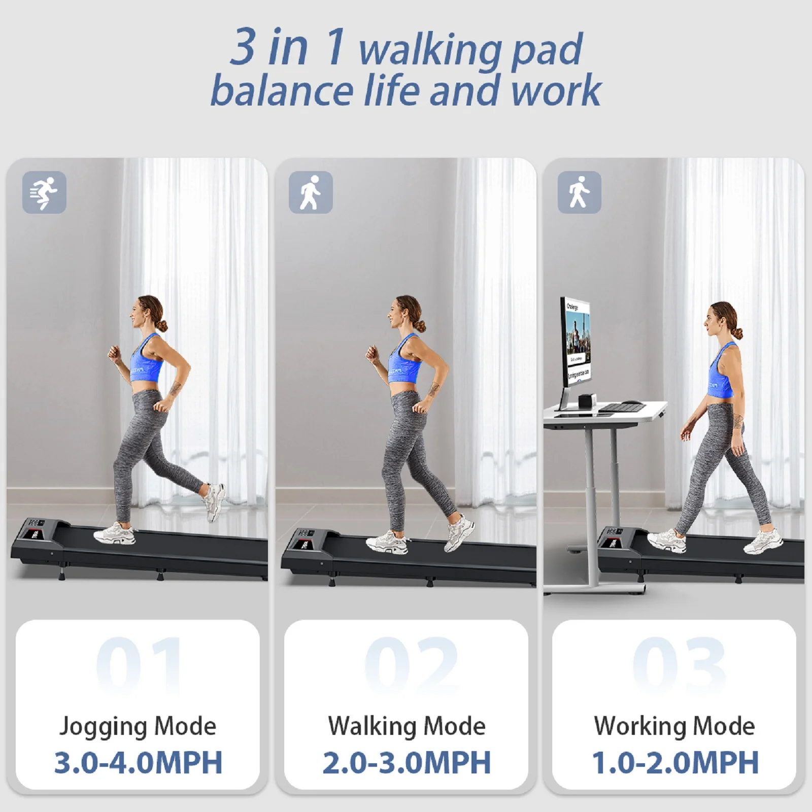 Walking Pad Treadmill,YZRUN Under Desk Treadmill 2.5 HP Portable Treadmills for Home, 265 lbs Capacity (Black Red)