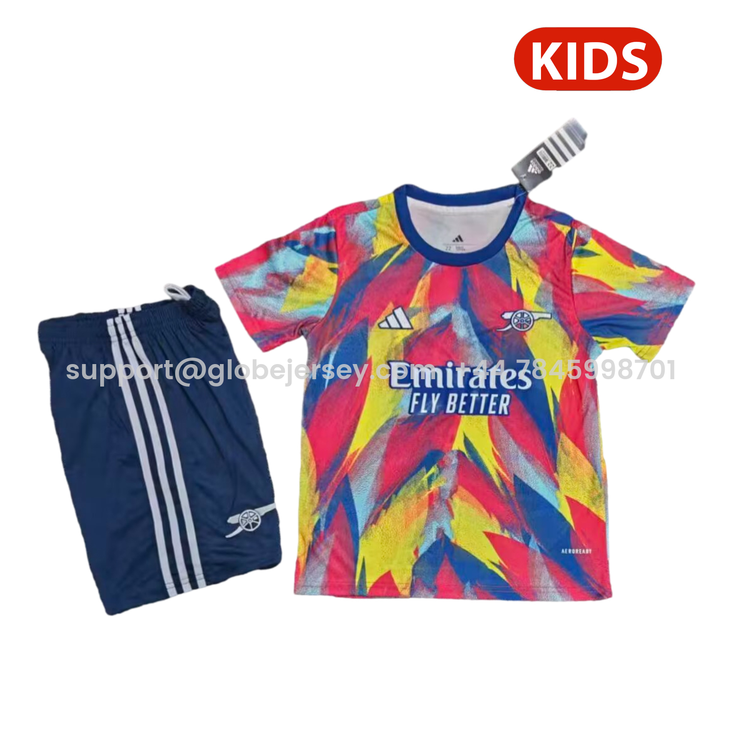 Arsenal 25-26 Colorful Pre-Match Training Kids Kit