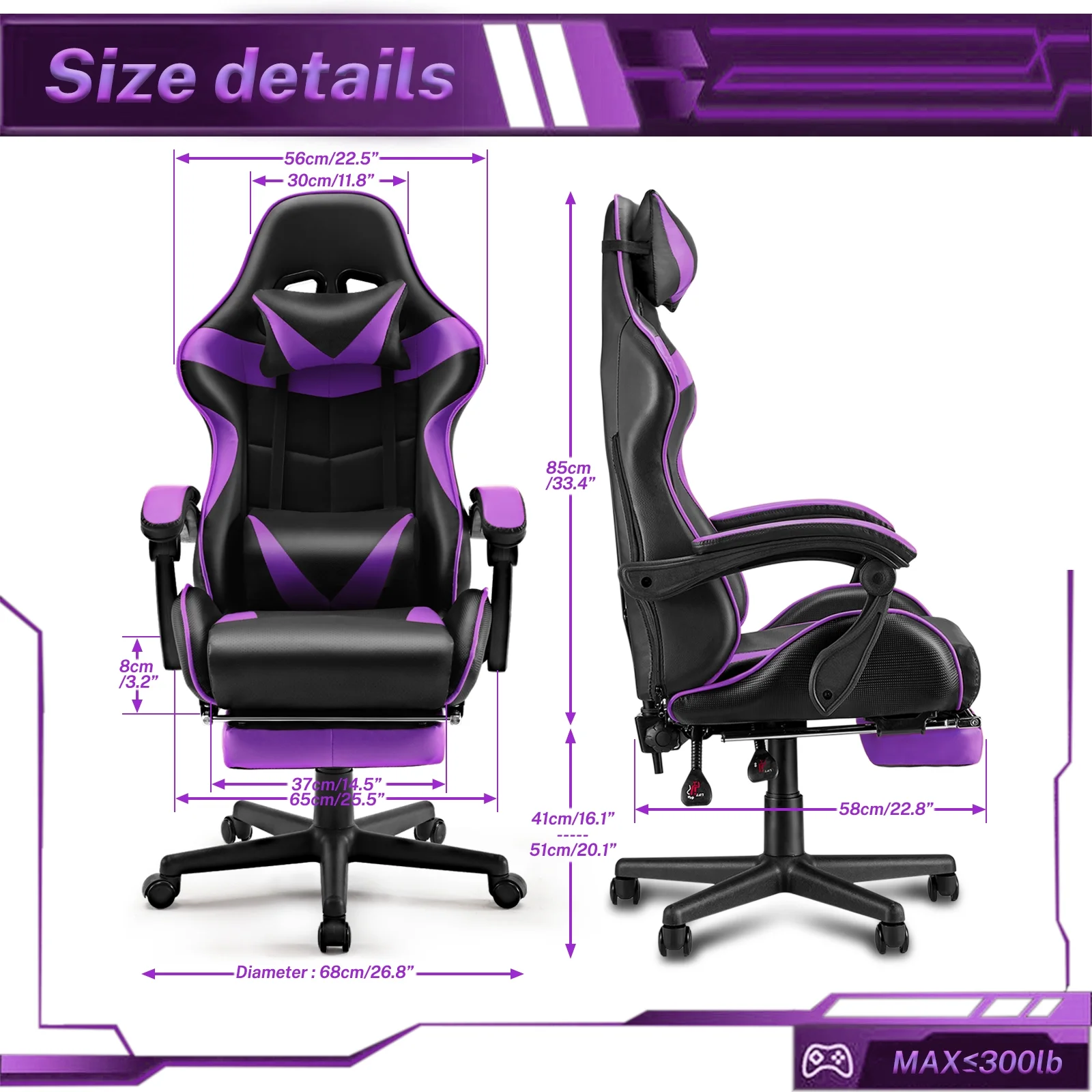 SOONTRANS Green Gaming Chair with Footrest, High Back Gamer Chair with Massage Lumbar Pillow, Gamer Computer Desk Chair (Green)