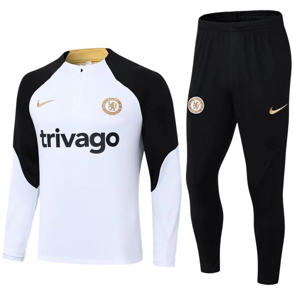 2023/2024 Chelsea Half Pull Training Wear White Football Shirt 1:1 Thailand Quality Suit