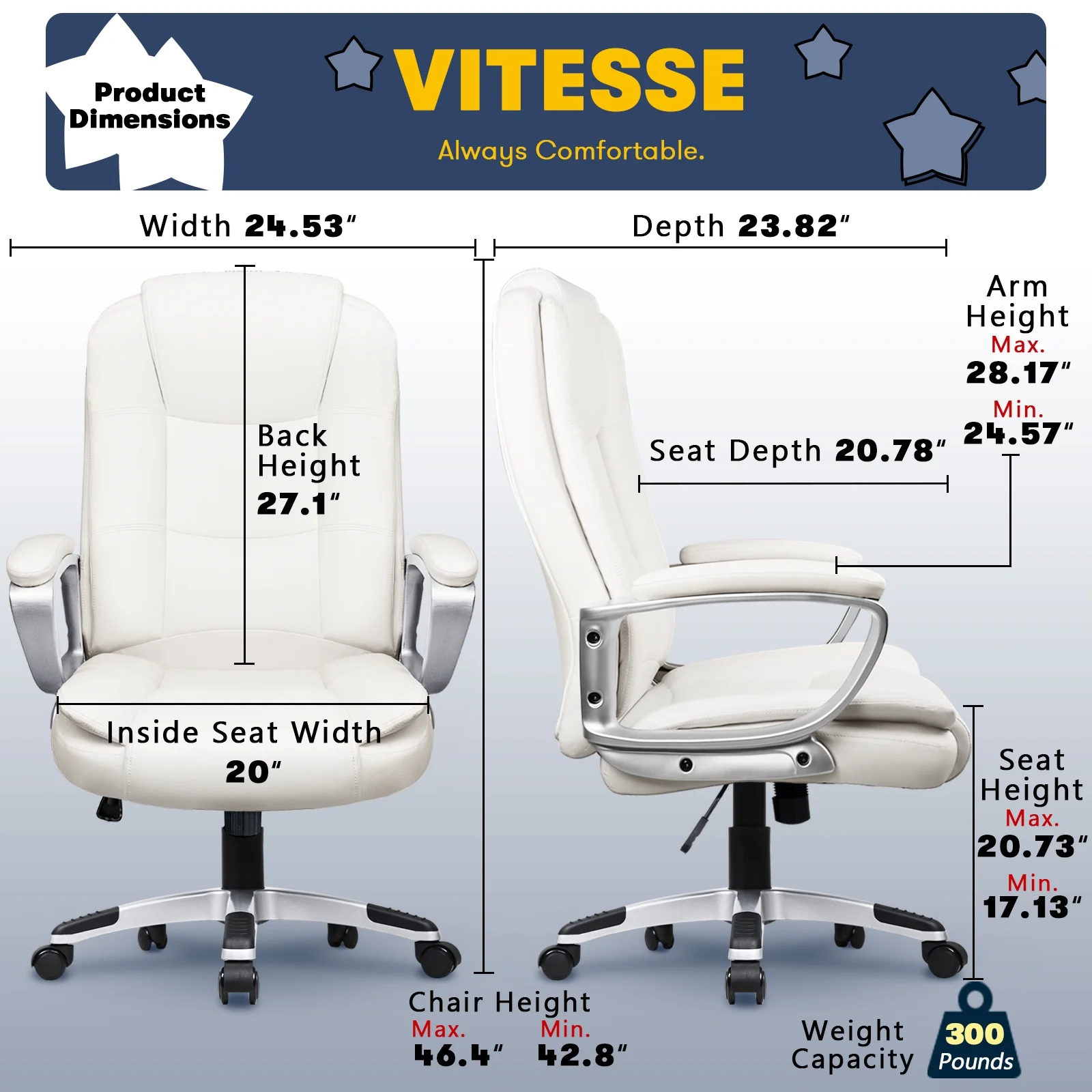 Bossin Big and Tall Home Office Computer chair for Adults, High Back Desk Chair for Heavy Duty 400 LBS