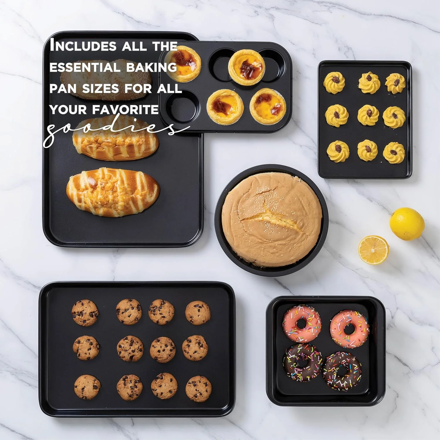Country Kitchen 13-Piece Nonstick Cookware and Bakeware Set - Pots and Pans Collection with Stackable Design, Cream