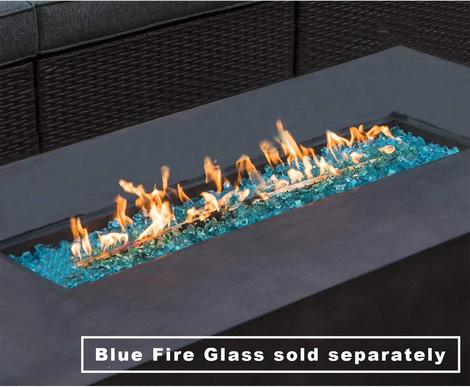 COSIEST 2-Piece Outdoor Rectangle Terrazzo White Propane Fire Table Set with Tank Cover Table