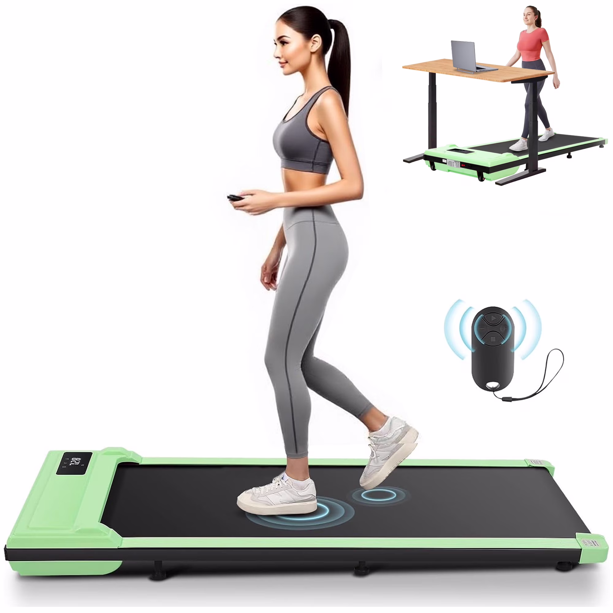 Walking Pad Treadmill, 2.5HP Under Desk Treadmill with Remote Control and LED Display, Portable Walking Treadmill for Home Office, Walking Jogging Machine with 300 lbs Weight Capacity