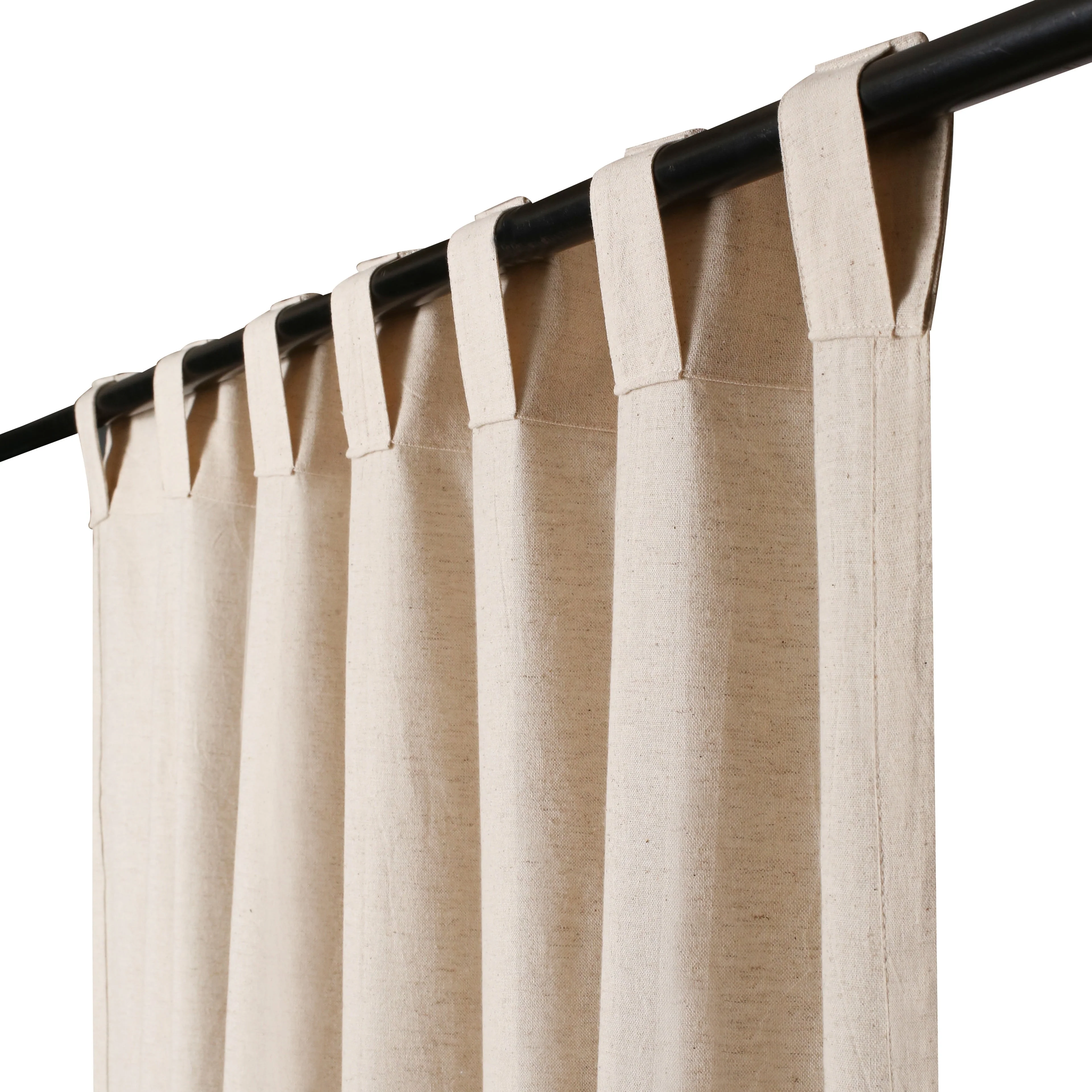 Bedding Craft Natural Cotton/Linen Window Panels Tab Top, Room Darkening Drapes, Set of 2, 50 x 63 inch, White