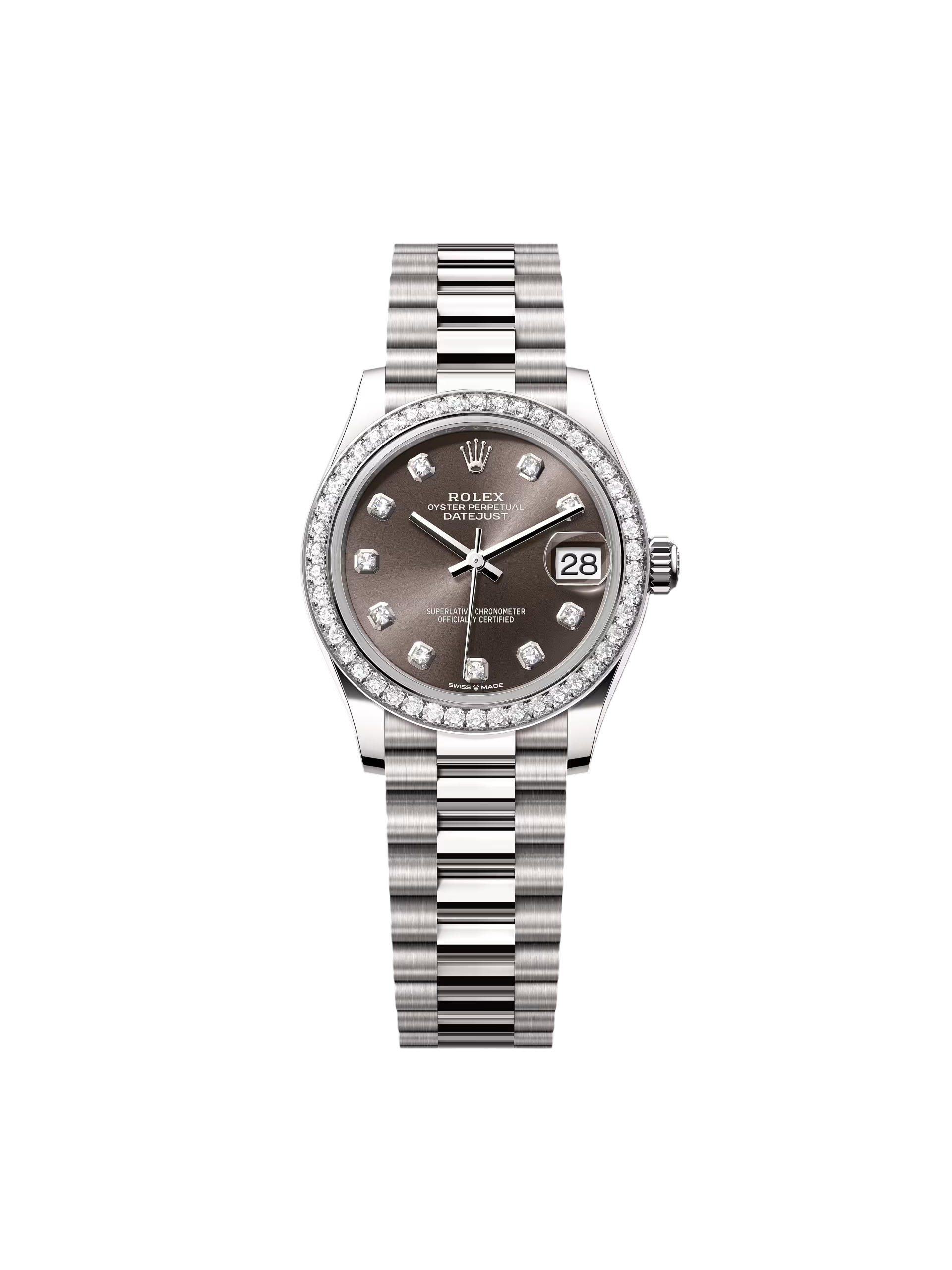 【Super Clone】RLX Datejust m278289RBR-0006 Dark Grey Dial White Gold President Watch