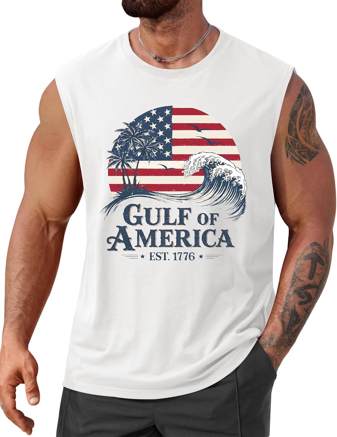 Men's Beach Summer Tank Tops Palm Tree Graphic