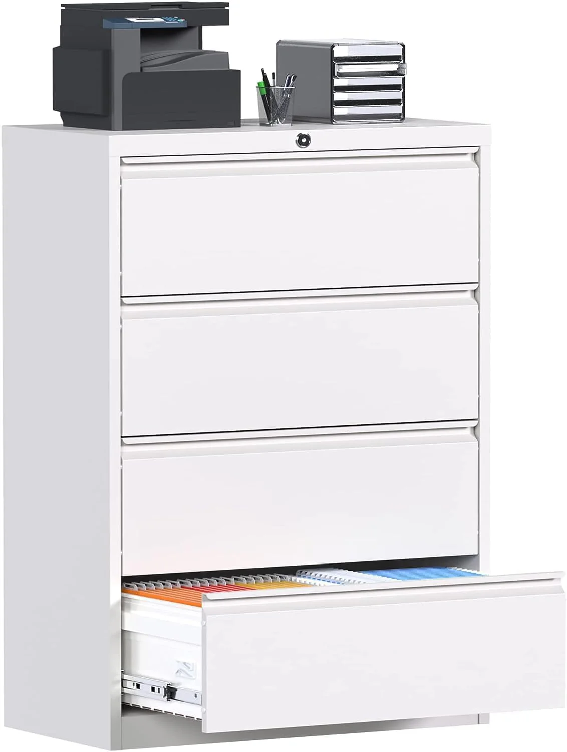 SUNCROWN 2 Drawer Lateral Metal File Storage  Cabinet with Lock for Legal/Letter A4 Size, Black