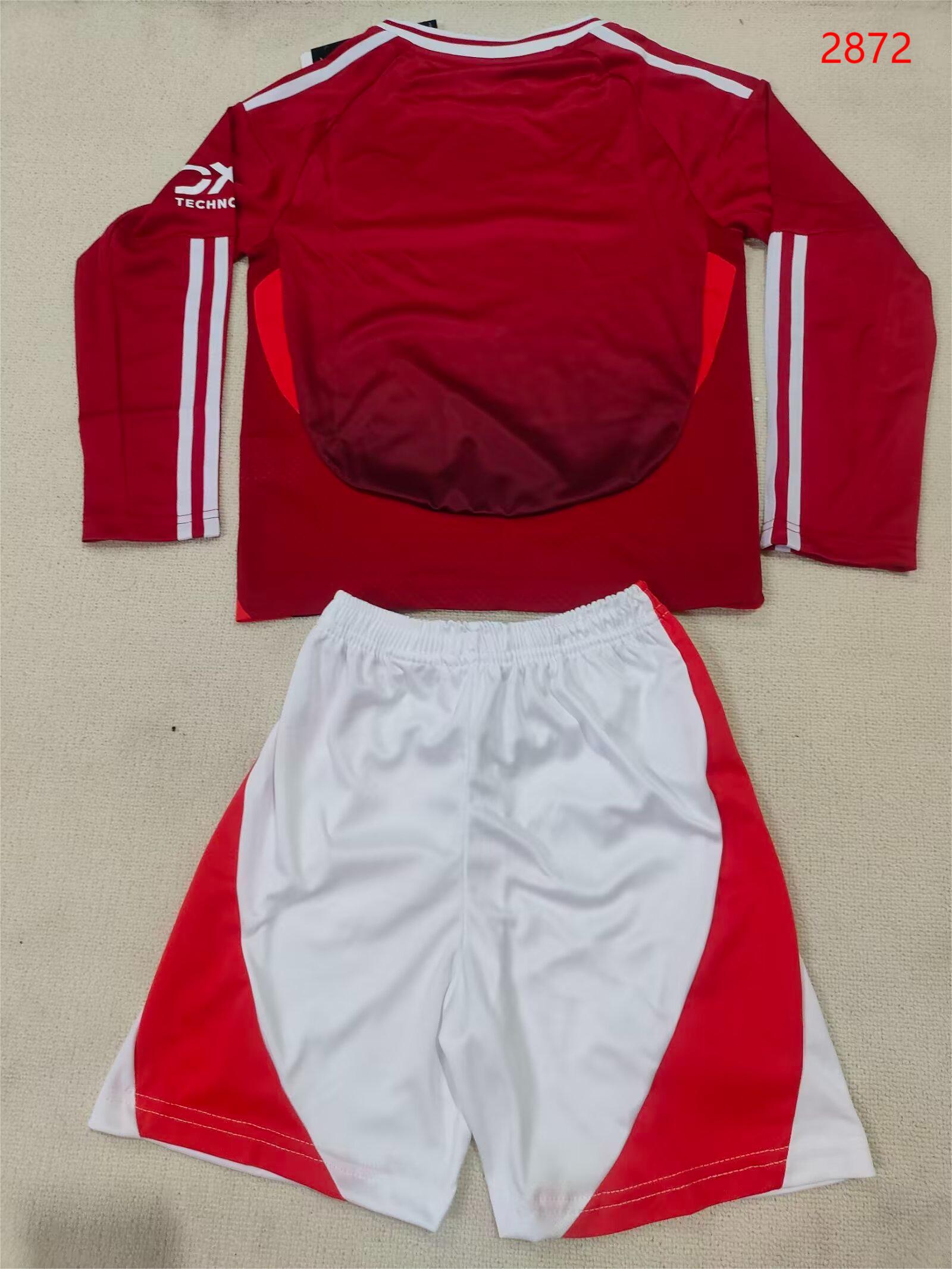 2024/25 Manchester United Home Long Sleeve Shirt - Kids Kit