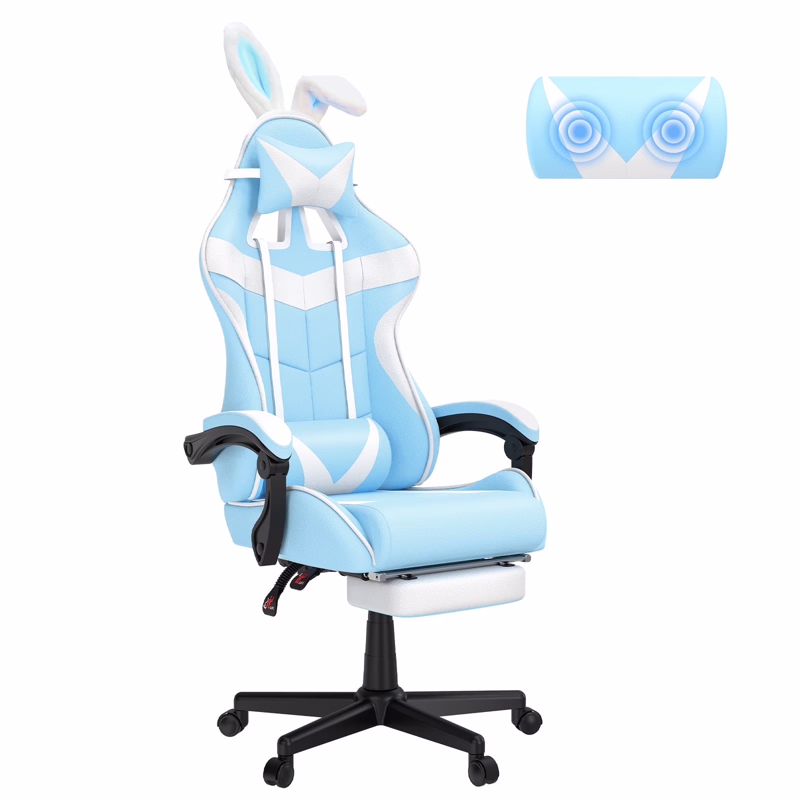 SOONTRANS Green Gaming Chair with Footrest, High Back Gamer Chair with Massage Lumbar Pillow, Gamer Computer Desk Chair (Green)
