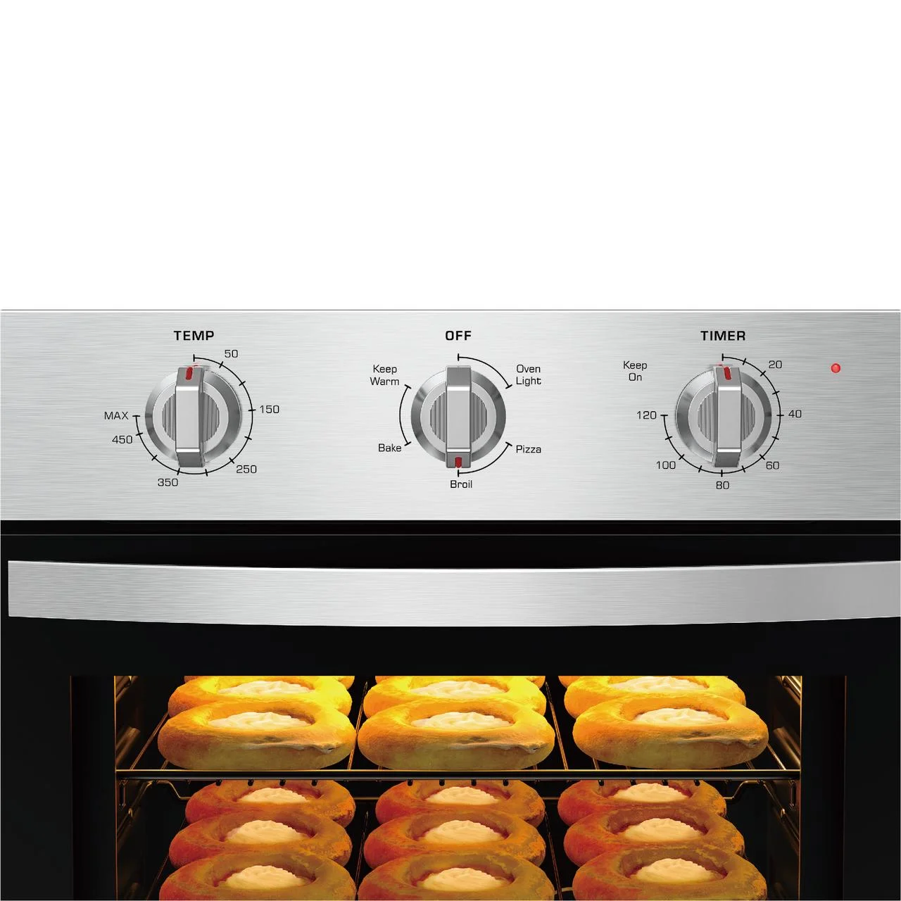 Empava 24 inch Electric Single Wall Oven, Stainless Steel Built-in Wall Oven, Mechanical Knobs Control, 24WOE40L