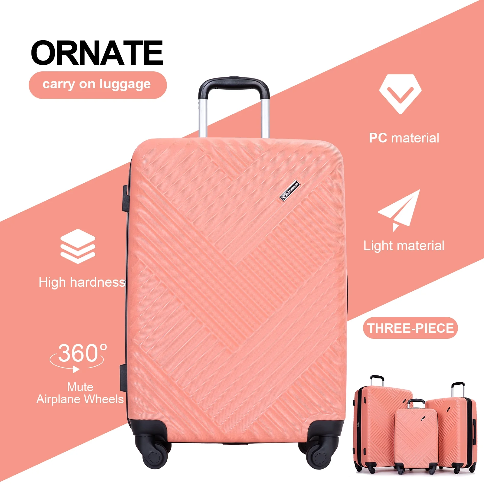 Travelhouse Carry On Luggage Set Hardshell Expandable Lightweight Suitcase with TSA Lock Spinner Wheels.(Blue)
