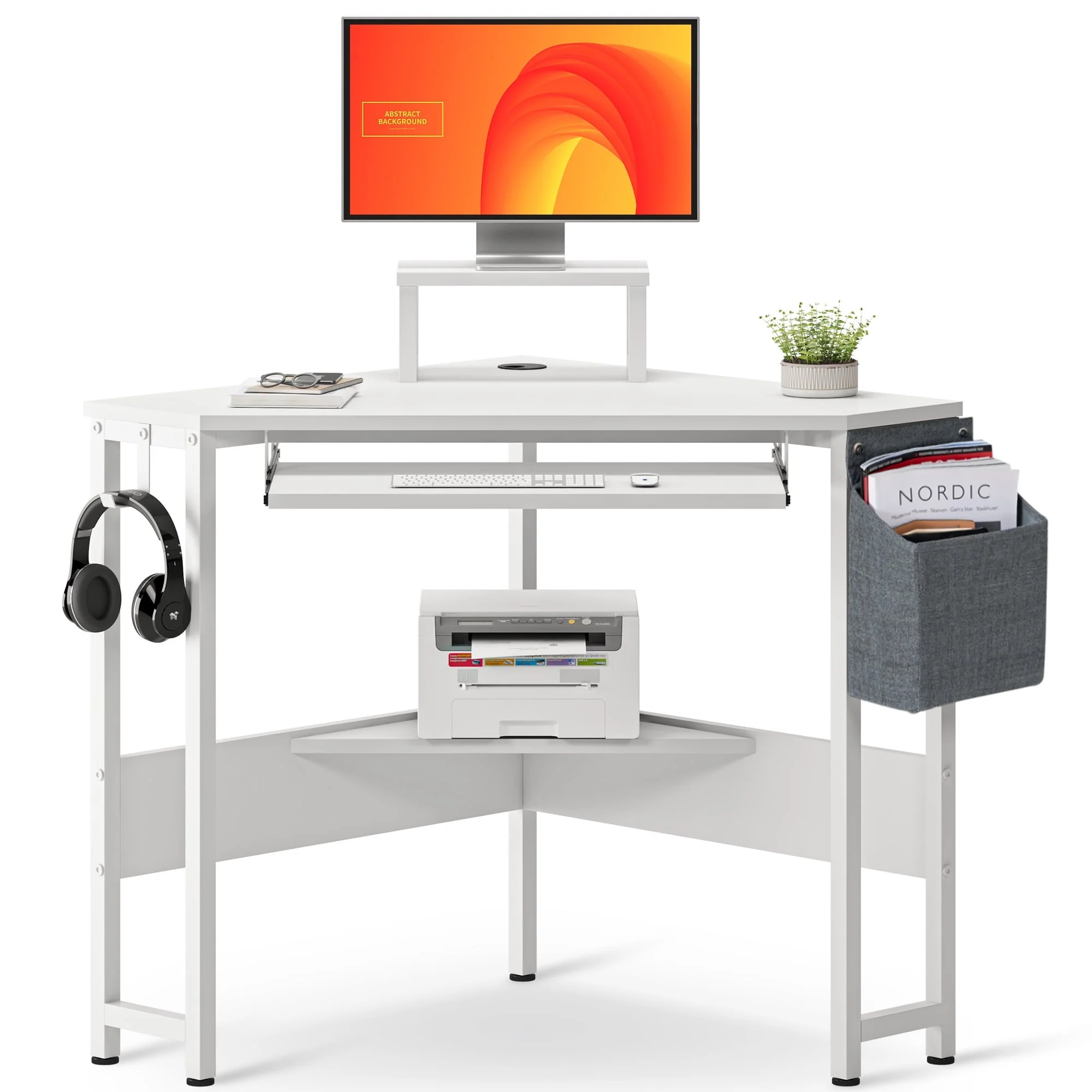 Soges Space Saving Multi-Functional Triangular Corner Desk for Office and Study