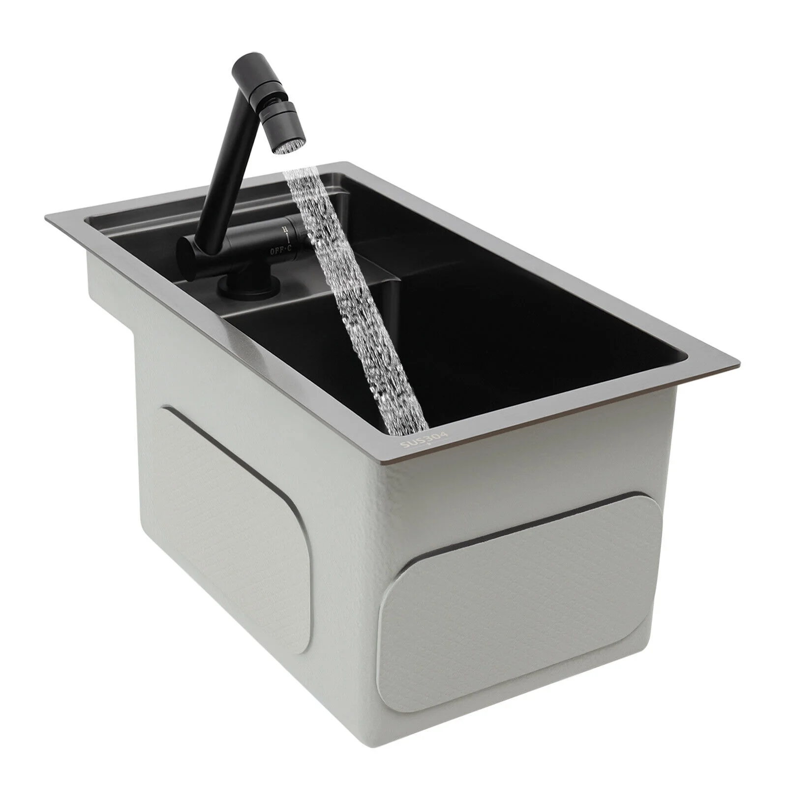 Luxury 304 Stainless Steel Single Bowl Kitchen Bar Sink with Foldable Faucet 16.9*9.8*8.7in