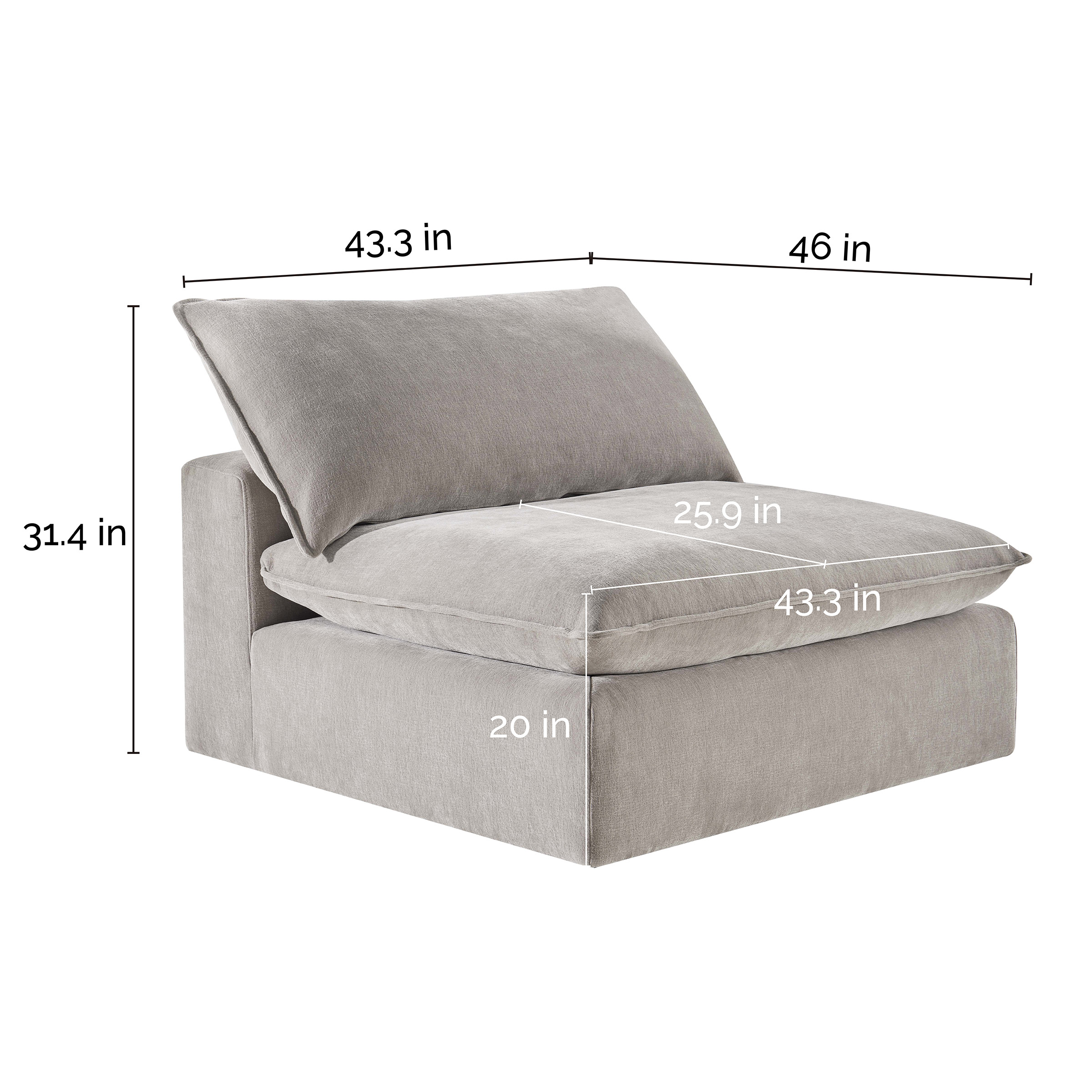 Sereen Fabric Armless Chair, Taupe