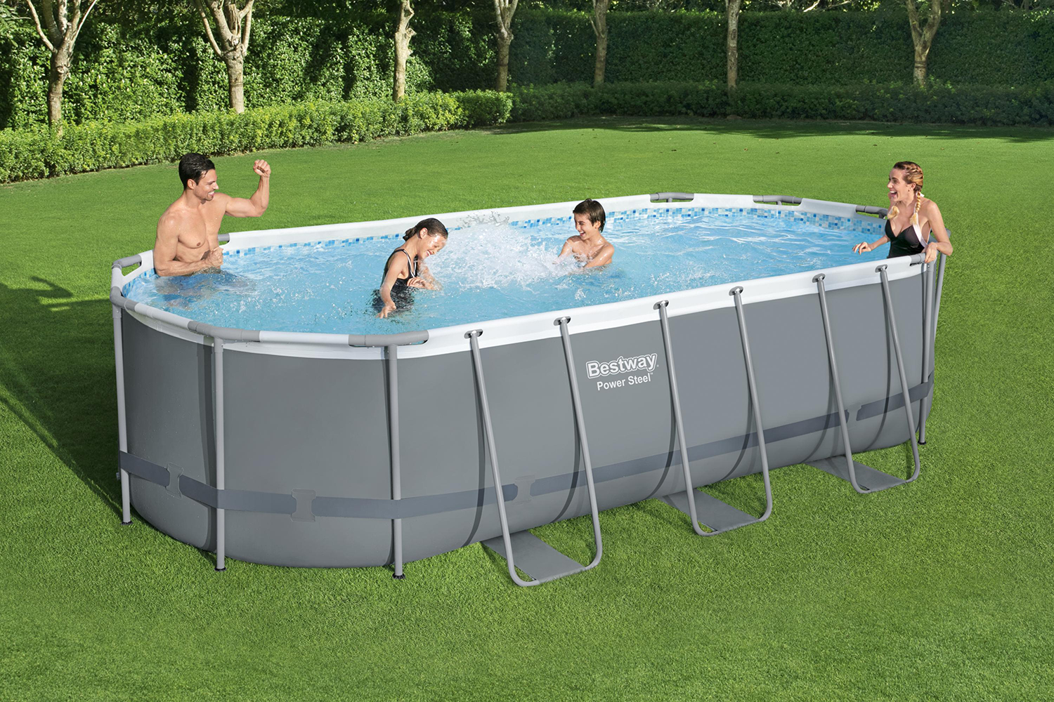 Power Steel™ Solo pool without accessories 549 x 274 x 122 cm, grey, oval