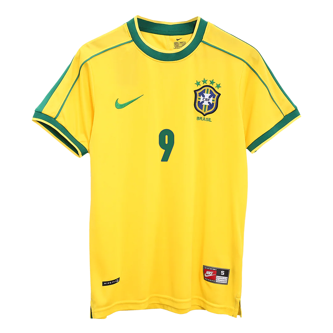 RONALDO #9 Retro 1998 Brazil Home Football Jersey - World Cup