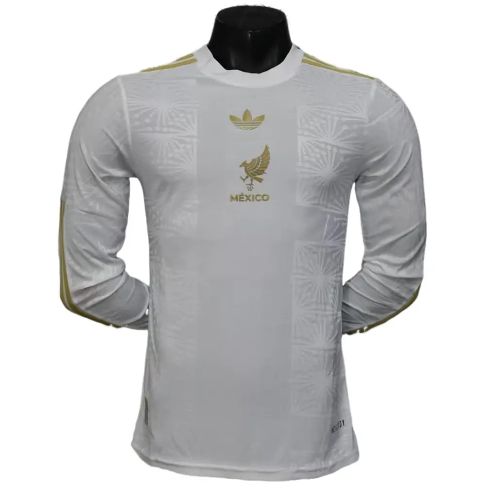 2025-26 Mexico White and Gold Long Sleeve Jersey - Player Edition