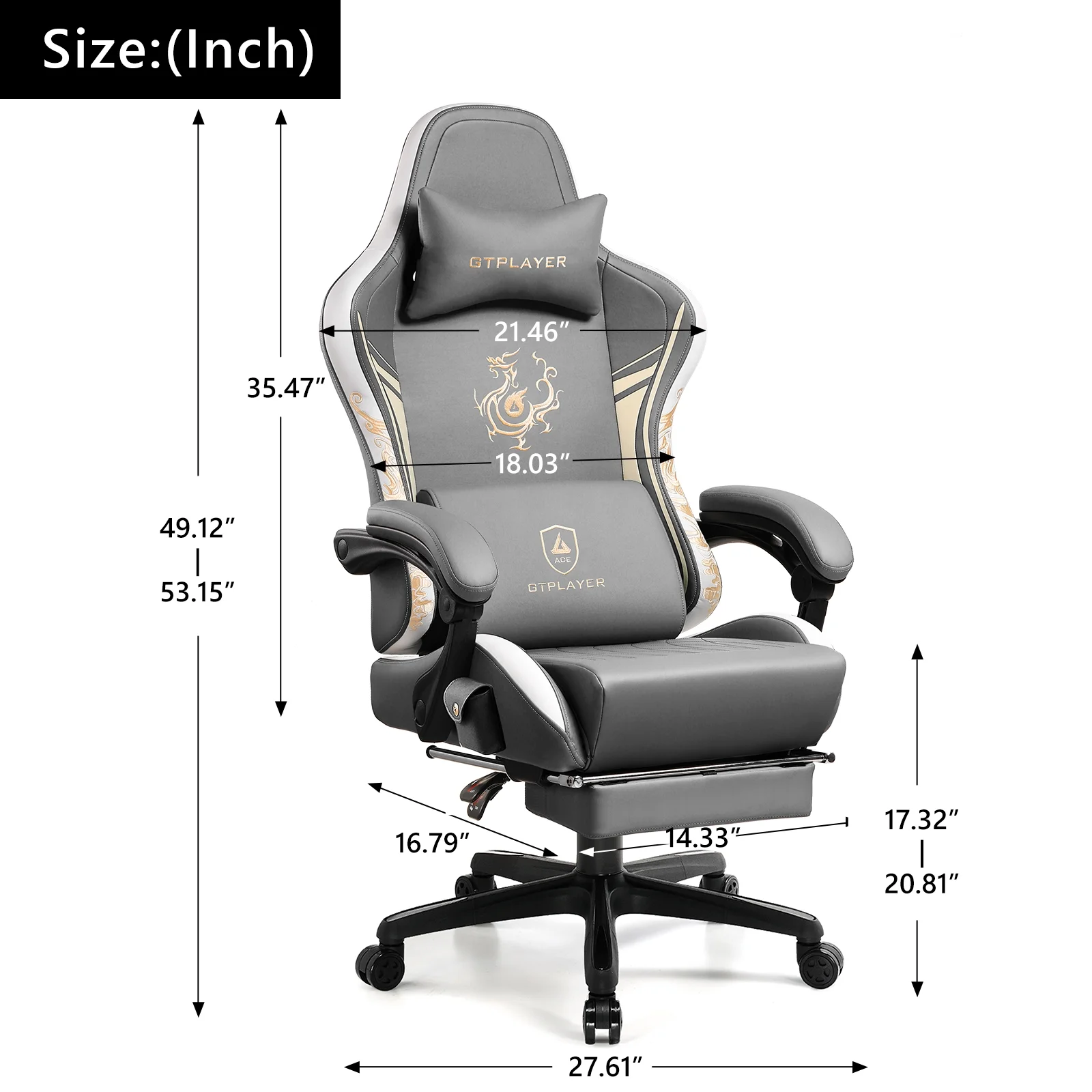 GTPLAYER Gaming Chair with Bluetooth Speakers and Footrest Office Desk Chair, Blue