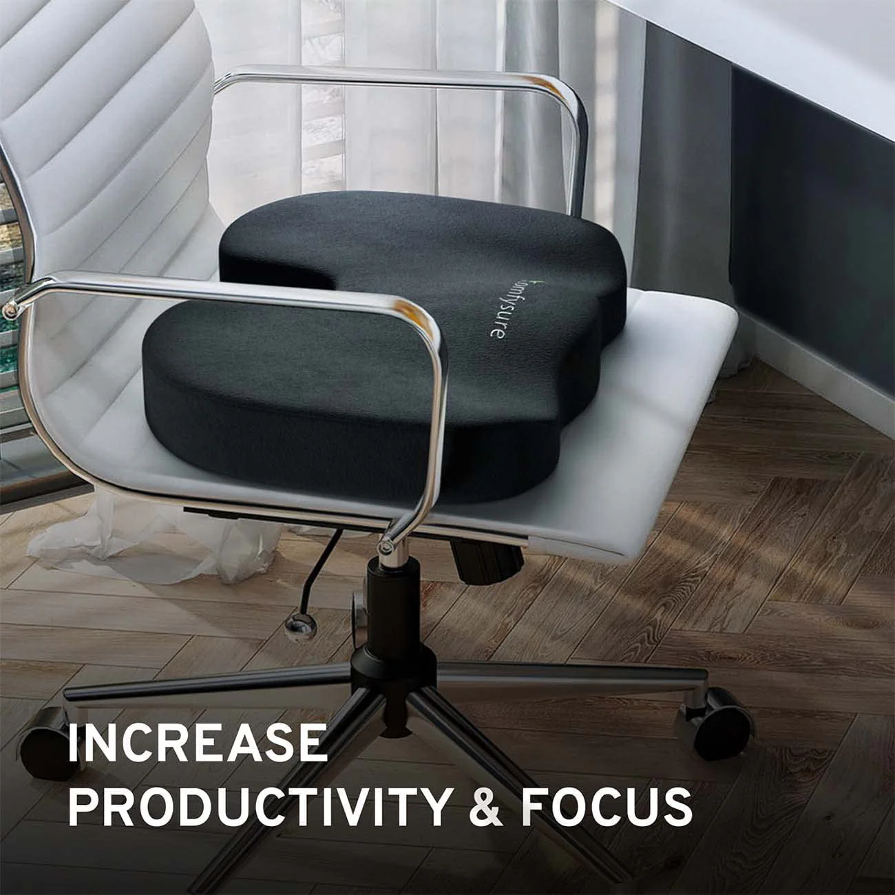 Memory Foam Seat Cushion with Removable Microfiber Cover - Coccyx, Tailbone, Sciatica, Lower Back Support and Pain Relief - Fits Most Office, Desk, Computer Chairs and Car Seats �?by ComfySure
