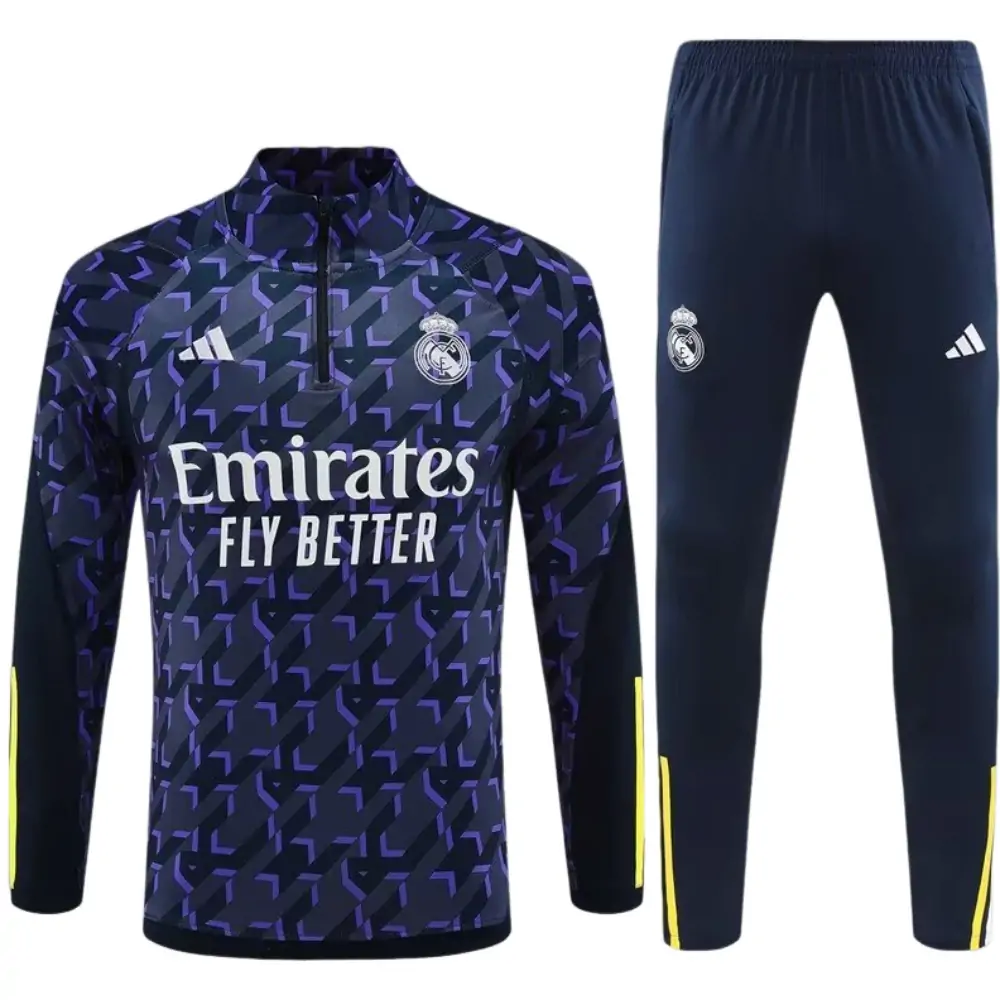 2023/2024 Real Madrid half-pull training uniform royal blue suit