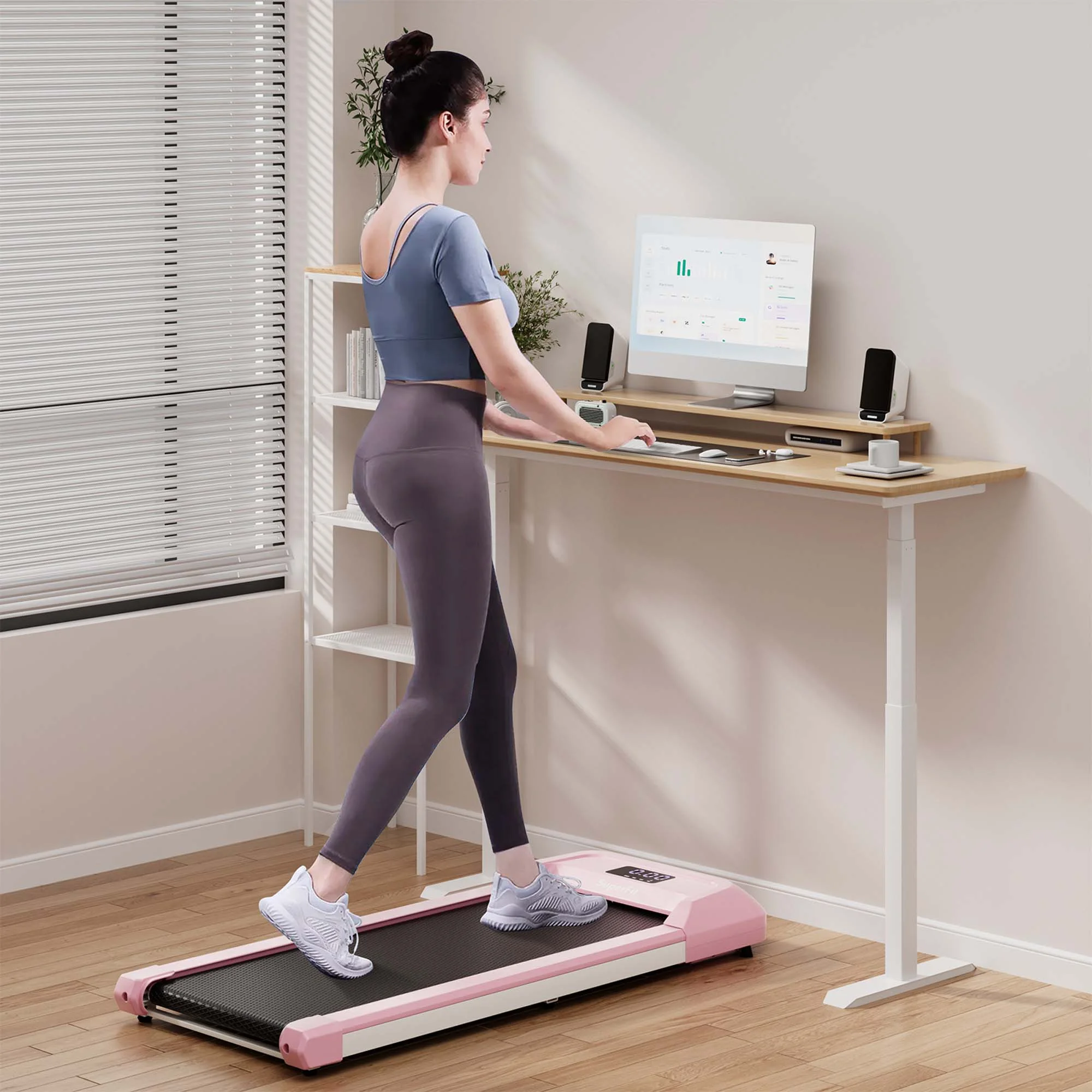 SuperFit 0.6-3.8MPH Walking Pad Under Desk Treadmill with Remote Control and LED Display Black