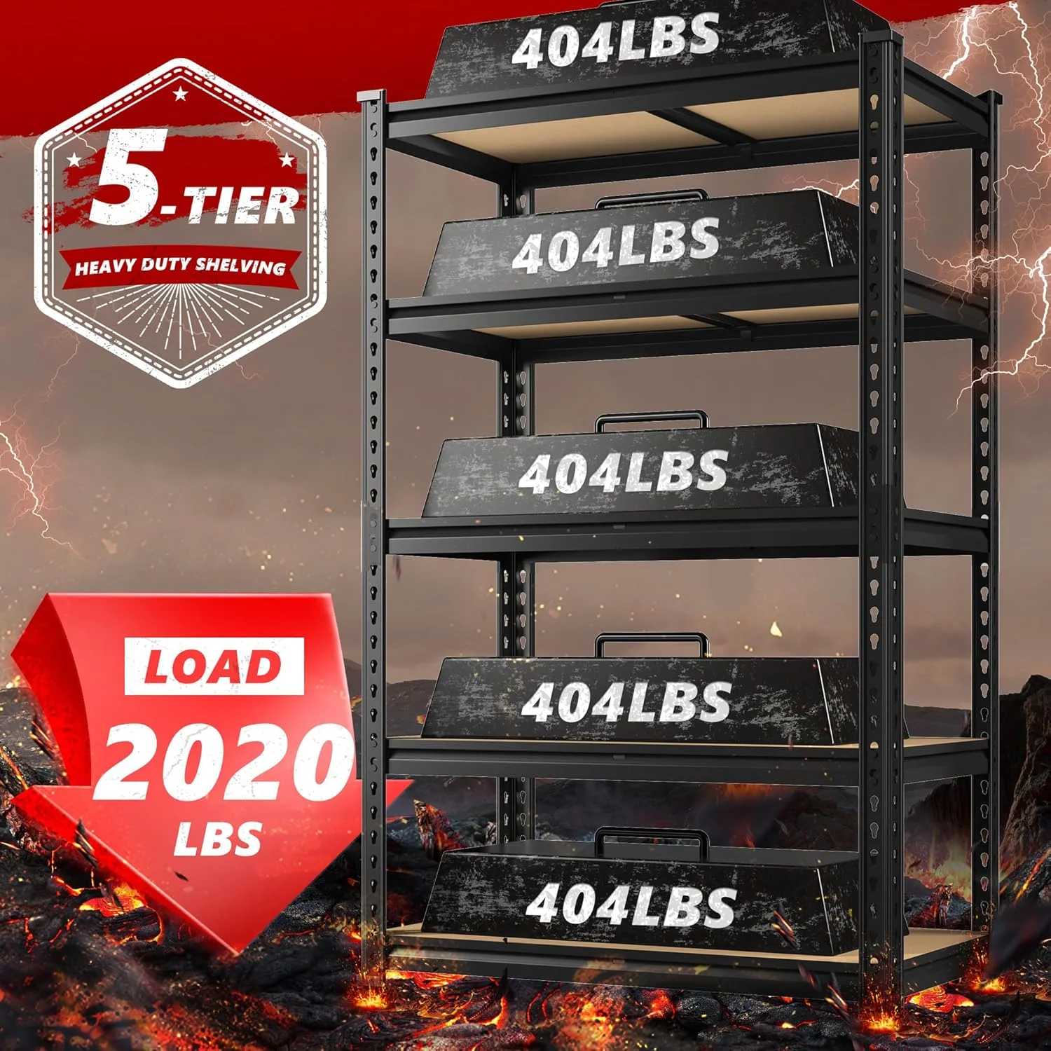 Storage Shelves 5 Tier Garage Shelving Heavy Duty Adjustable Garage Shelves, Utility Rack Shelf, Shelving Units for Storage Warehouse Pantry Closet, 35.5