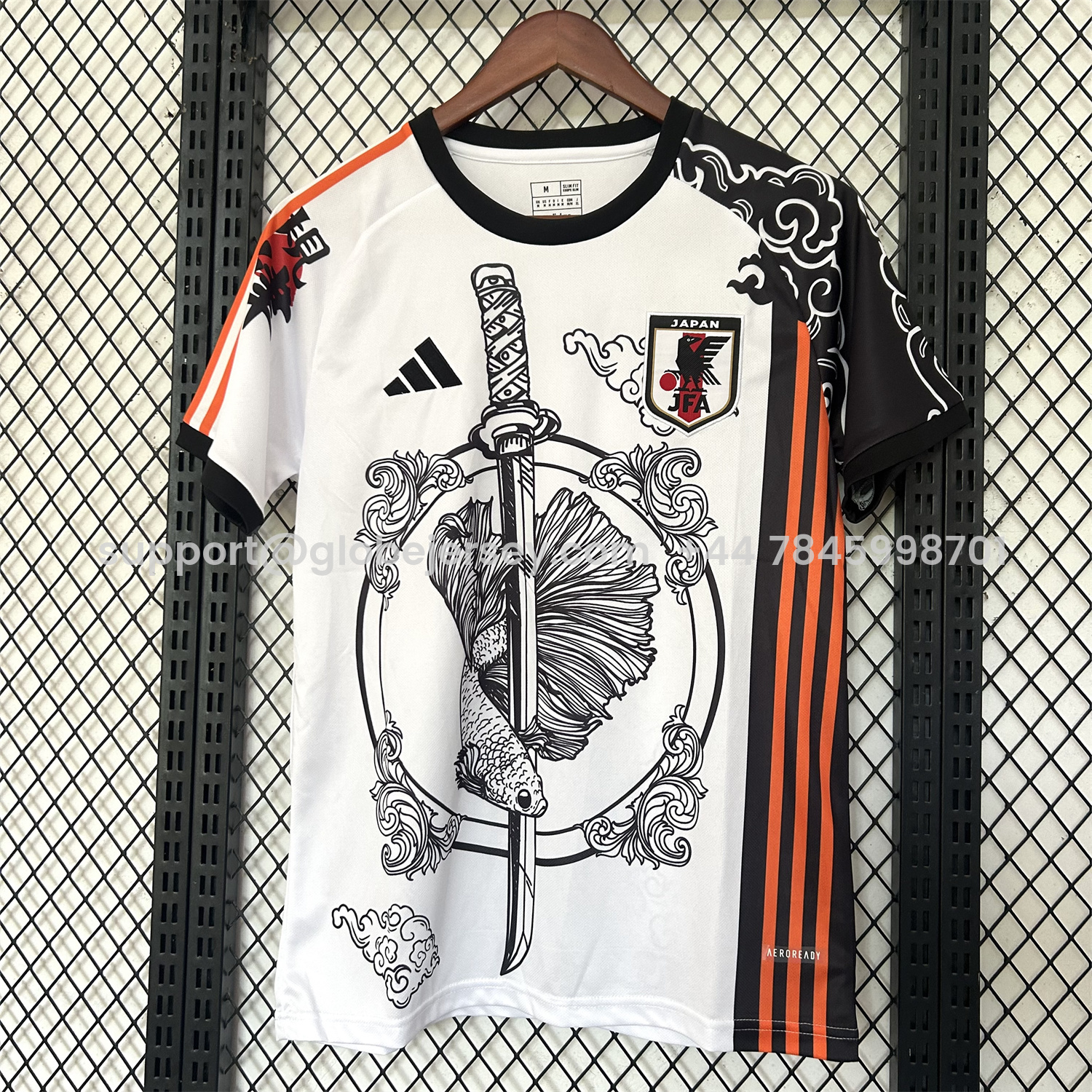 Japan 25-26 Betta Fish And Samurai Sword White Special Jersey - Fans Version
