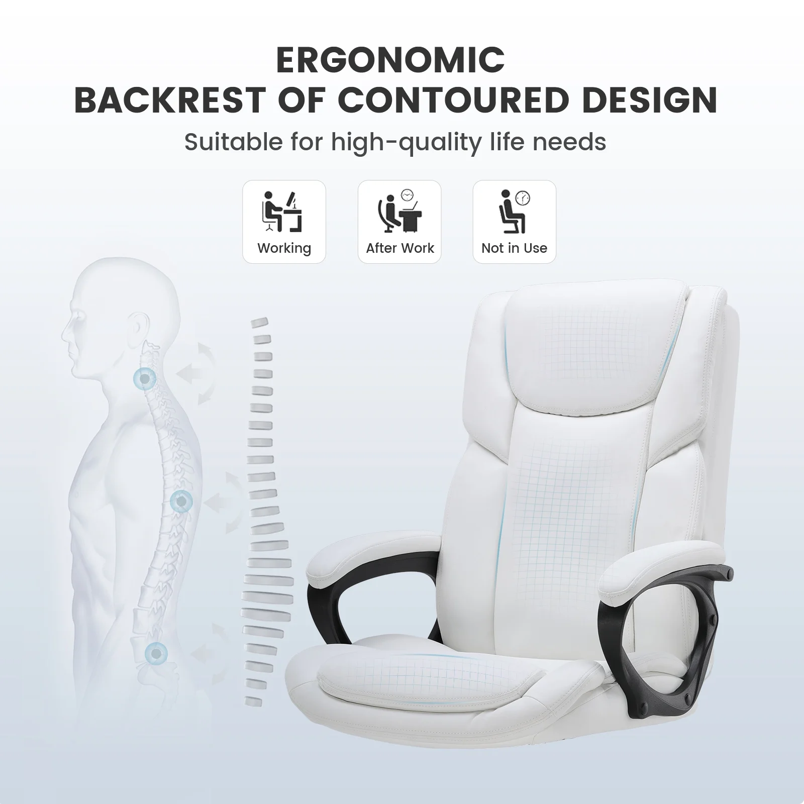 Mainstays Executive Ergonomic High Back Leather Home Office Desk Chair, Black