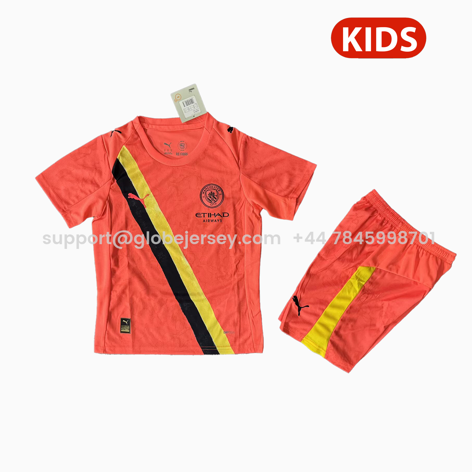 Manchester City 25-26 Third Orange Kids Kit