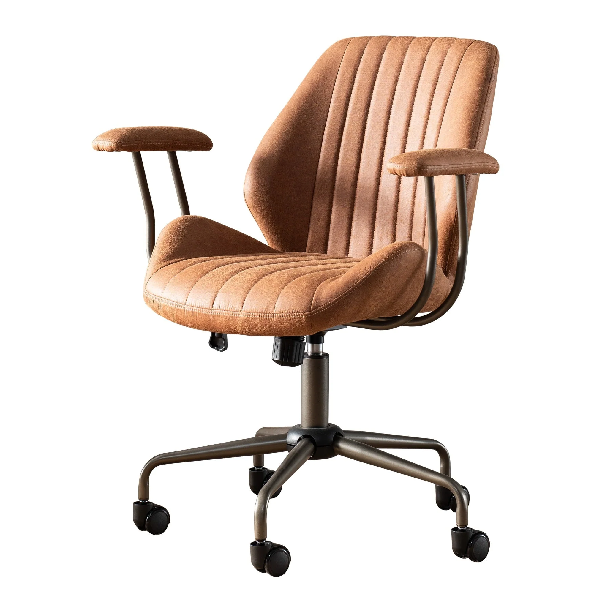 Ovios Ergonomic Office Chair Modern Computer Desk Suede Fabric Desk Chair with Lumbar Support for Home Office