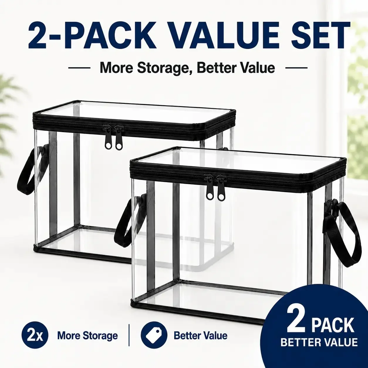 Large Clear Thick Plastic Storage Box with Hinged Lid, Heavy-Duty Durable High Capacity Organizer, Perfect for Home, Camping, Travel, Attic and Moving