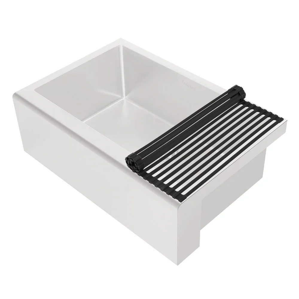 Whitehaus Collection WHNPL3020-MBLK Noah Plus Collection Single Bowl Undermount Sink Set with a Seamless Customized Front Apron - Matte Black