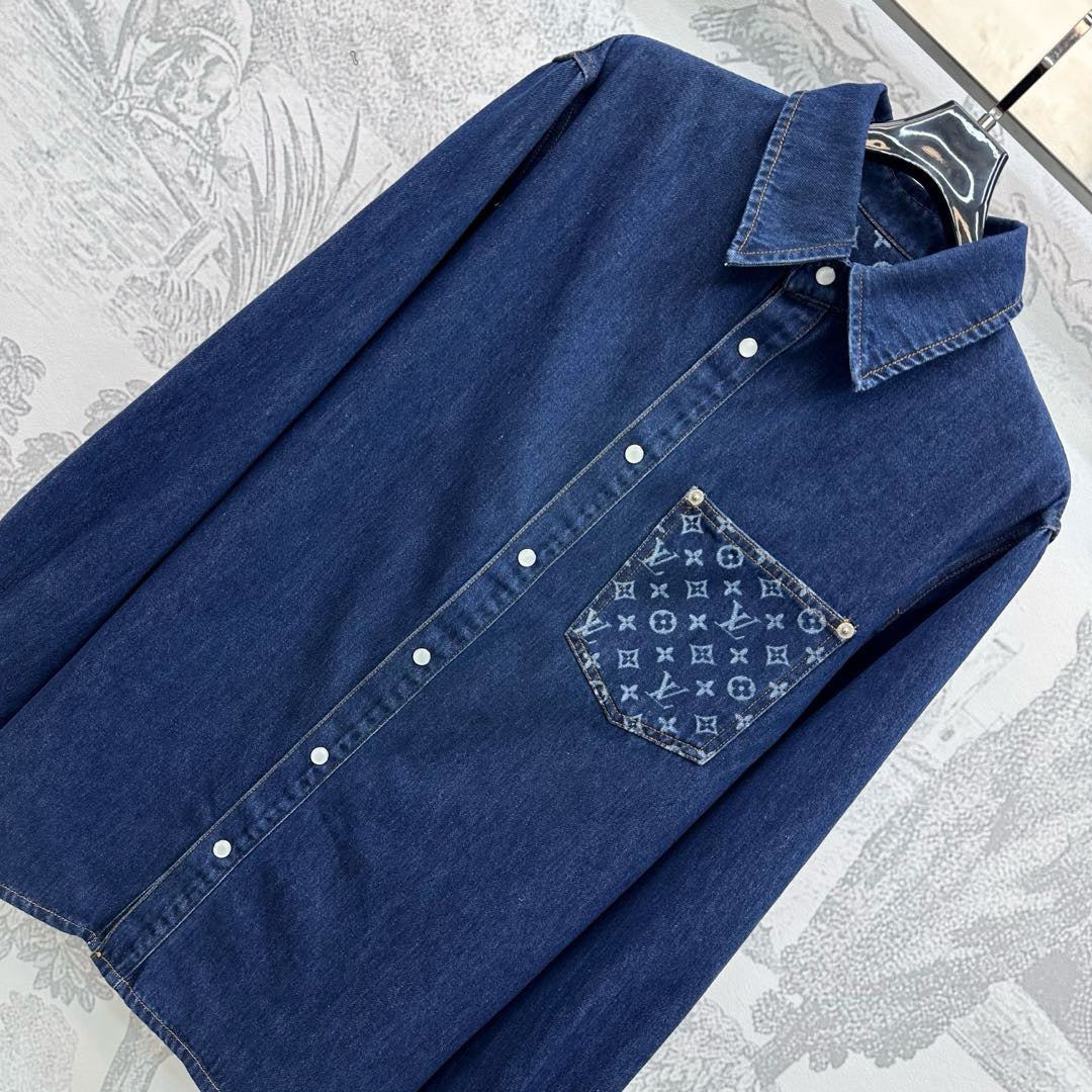 jacquard pocket denim shirt