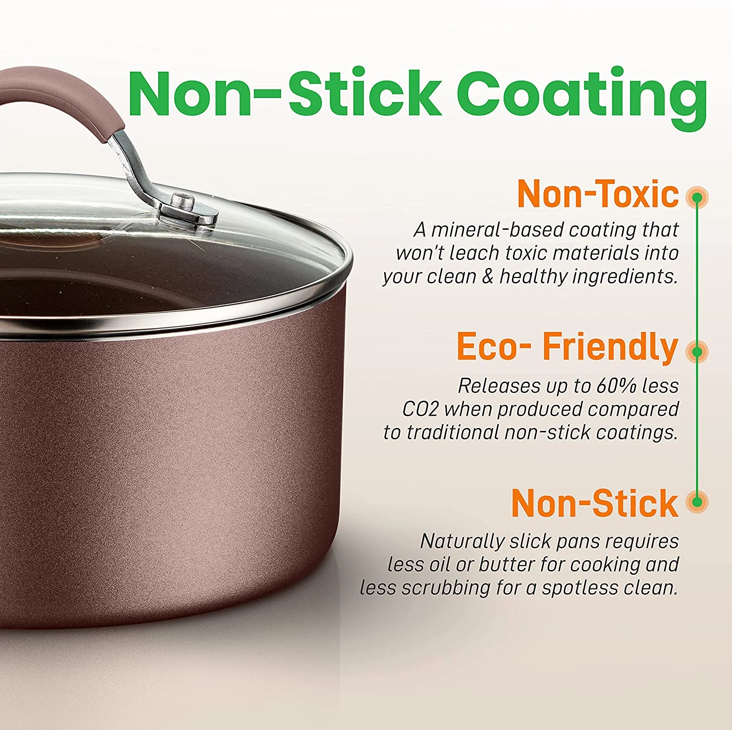 NutriChef Nonstick Cookware Pots & Pans, 14pce Set in Bronze-Aluminum