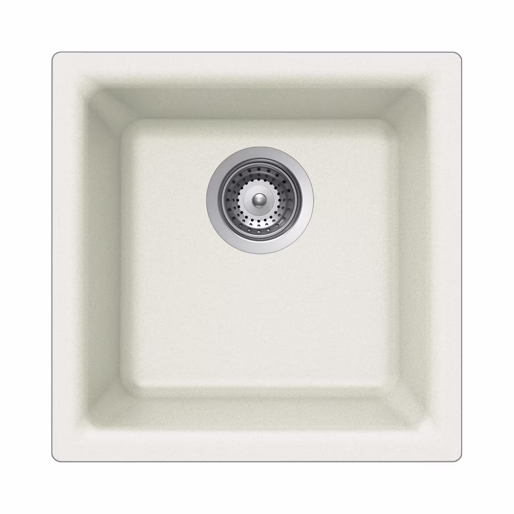 Houzer Quartztone 16 in Slate Granite Composite Dual Mount Topmount or Undermount Single Bowl Bar Sink - E-100 SLATE