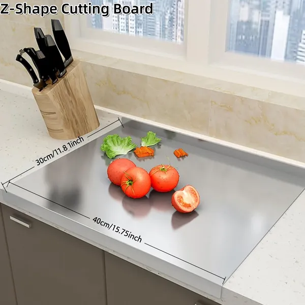 Stainless Steel Cutting Boards for Kitchen, Lipped stainless steel cutting board. Large cutting board suitable for meat, fruits, vegetables, bread, and baking