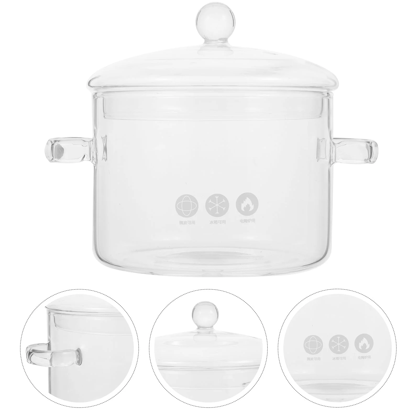 BESTONZON Household High Borosilicate Glass Soup Pot Pot Glass Two-eared Instant Noodle Bowl