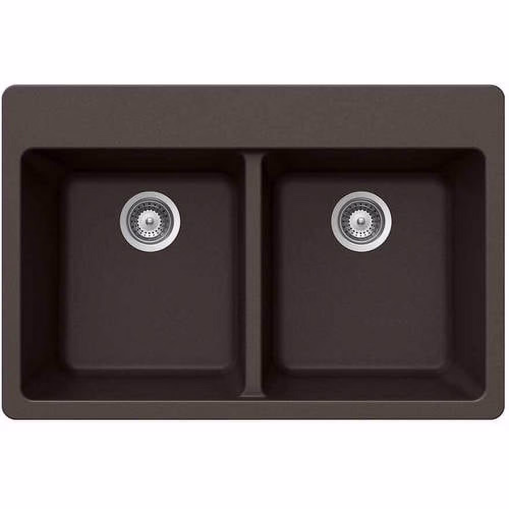 Houzer M-200 CLOUD Quartztone Series Granite Topmount 50/50 Double Bowl Kitchen Sink, White