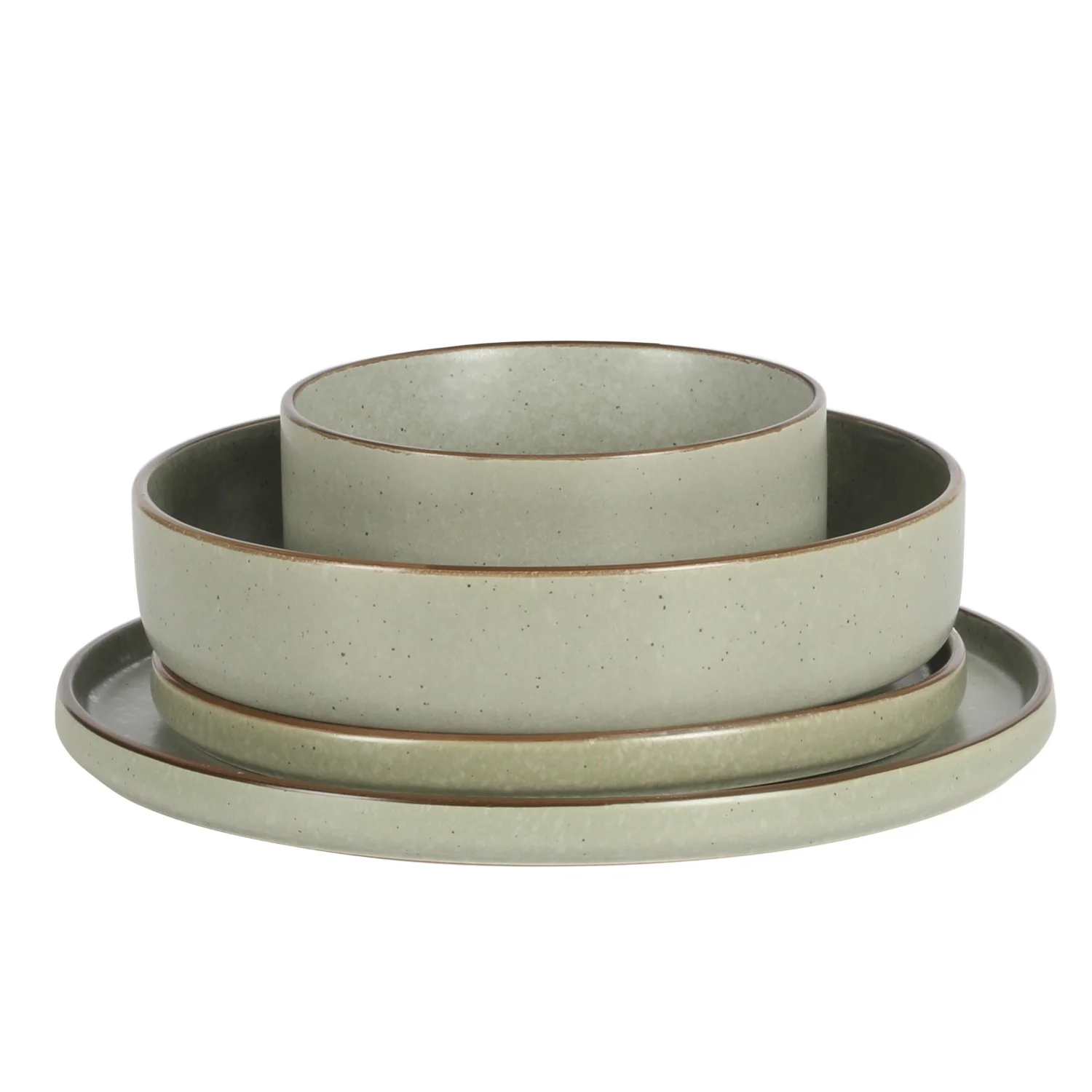 Gibson Elite Gelston Stoneware Matte Reactive Glaze 16 Piece (Service for 4) Plates and Bowl Dinnerware Set - Grey