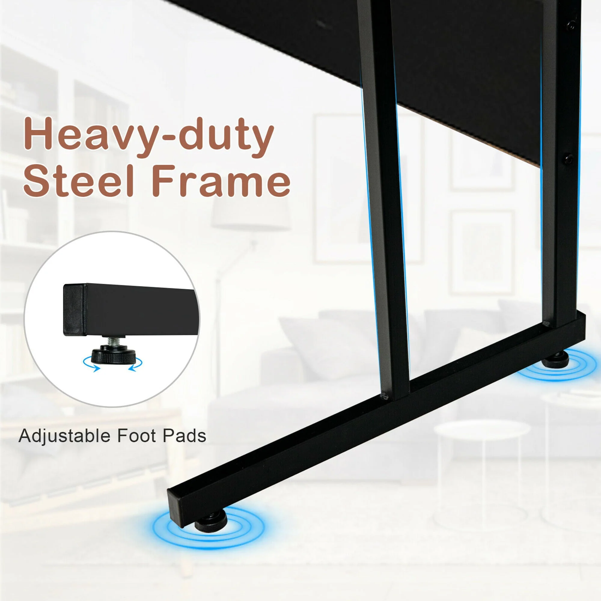 Gymax 88.5'' L Shaped Reversible Computer Desk 2 Person Long Table Monitor Stand Black