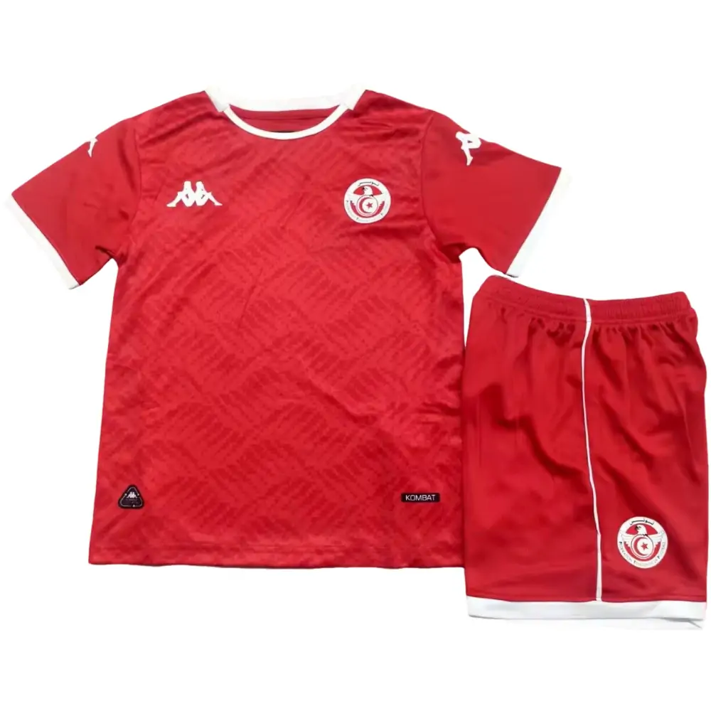 2025-26 Tunisia Home Jersey Children's Set - Fans Edition