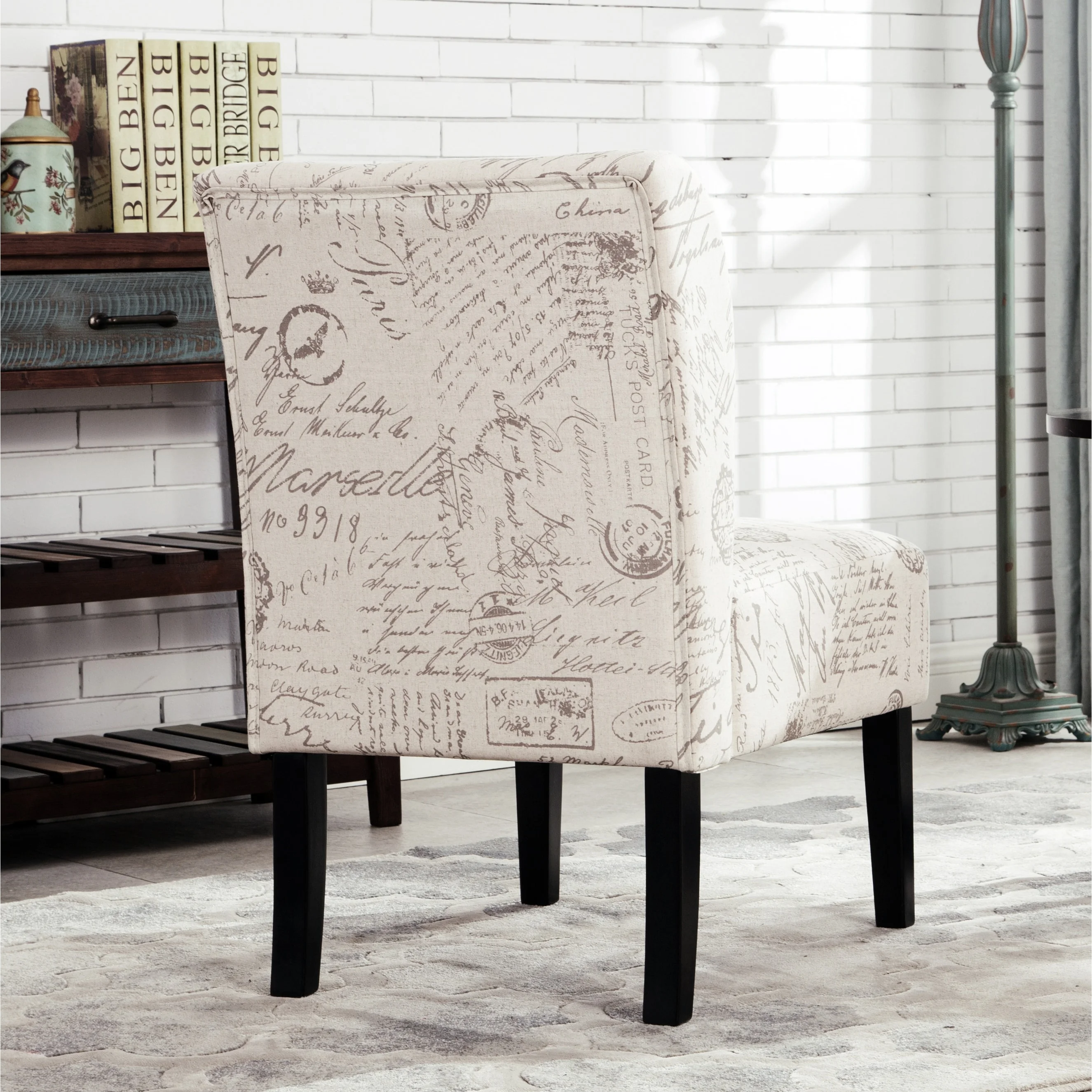 The Curated Nomad  Pavilion Upholstered Armless Accent Slipper Chair Natural Floral