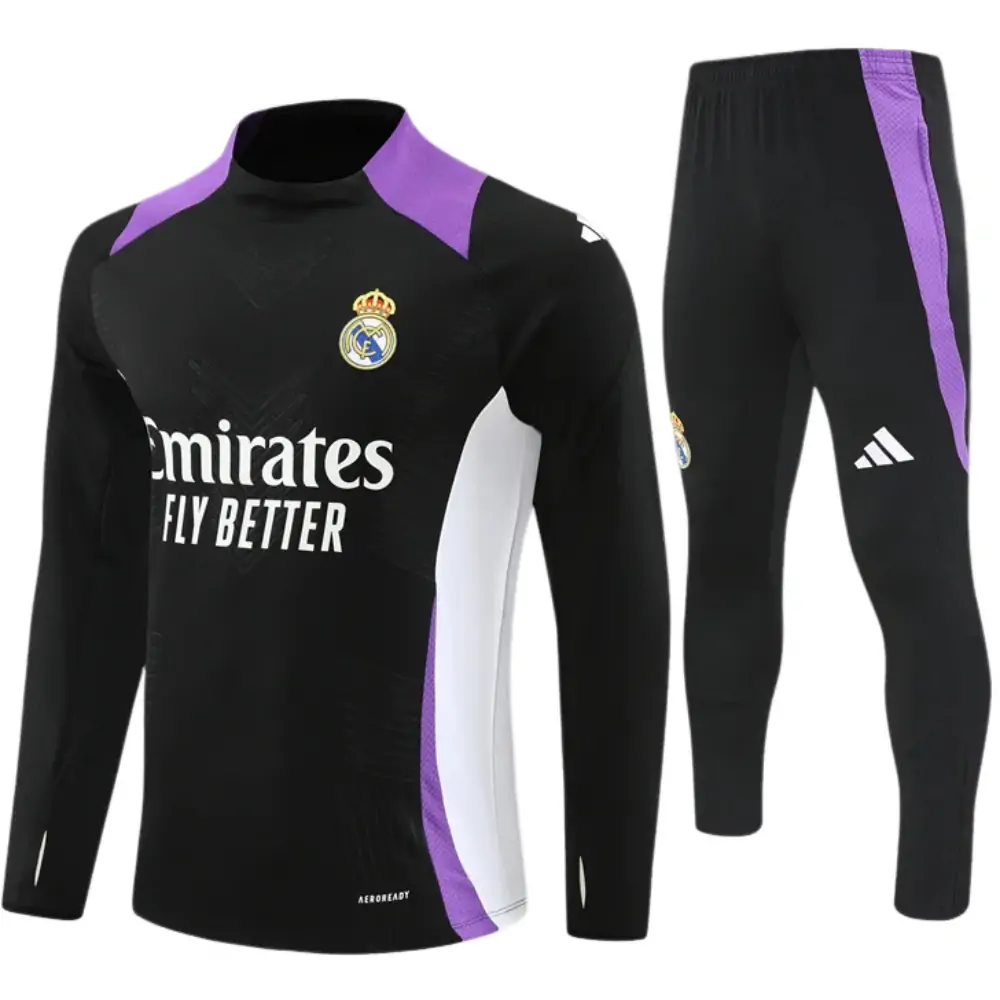 2024-25 New Season Real Madrid Black and Purple Children's Training Suit