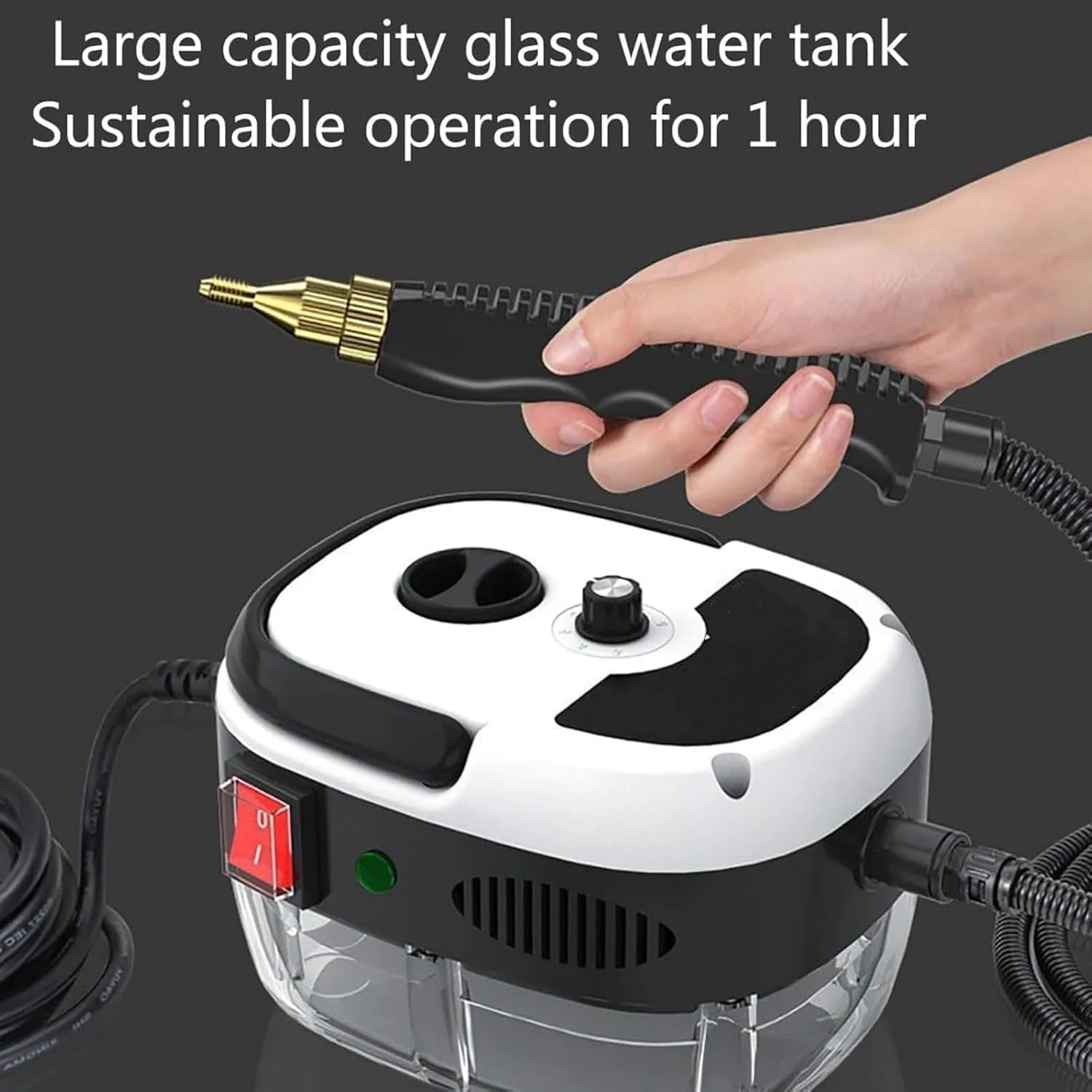 Versora Pro Car Steam Cleaner 2500w High-Temp Portable Machine, 6 Speeds Adjustable, With 3 Different Brush Heads, 1l Large Water Tank, For Home, Auto Detailing (Blue)