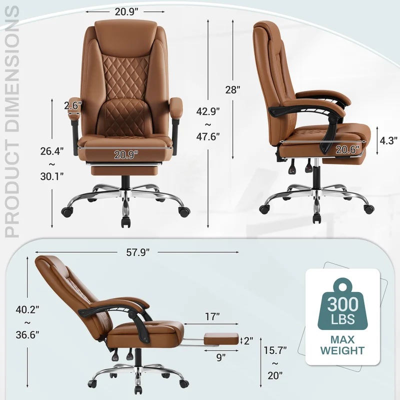Homall Home Office Chair Adjustable Executive Leather Chair With Arms Ergonomic High Back Cushion Lumbar Back Support Computer Desk Chair,Black