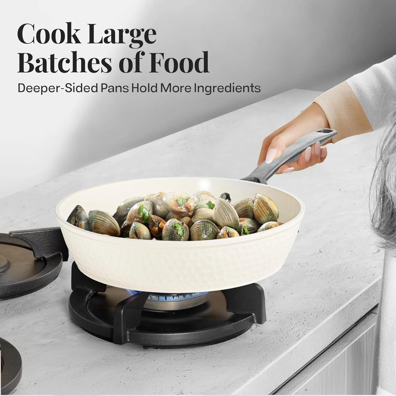 Gotham Steel Hammered 20 Pc Ceramic Cookware Set Nonstick, Induction Pots and Pans Set, Non Toxic Cookware Sets, Oven & Dishwasher Safe - Copper